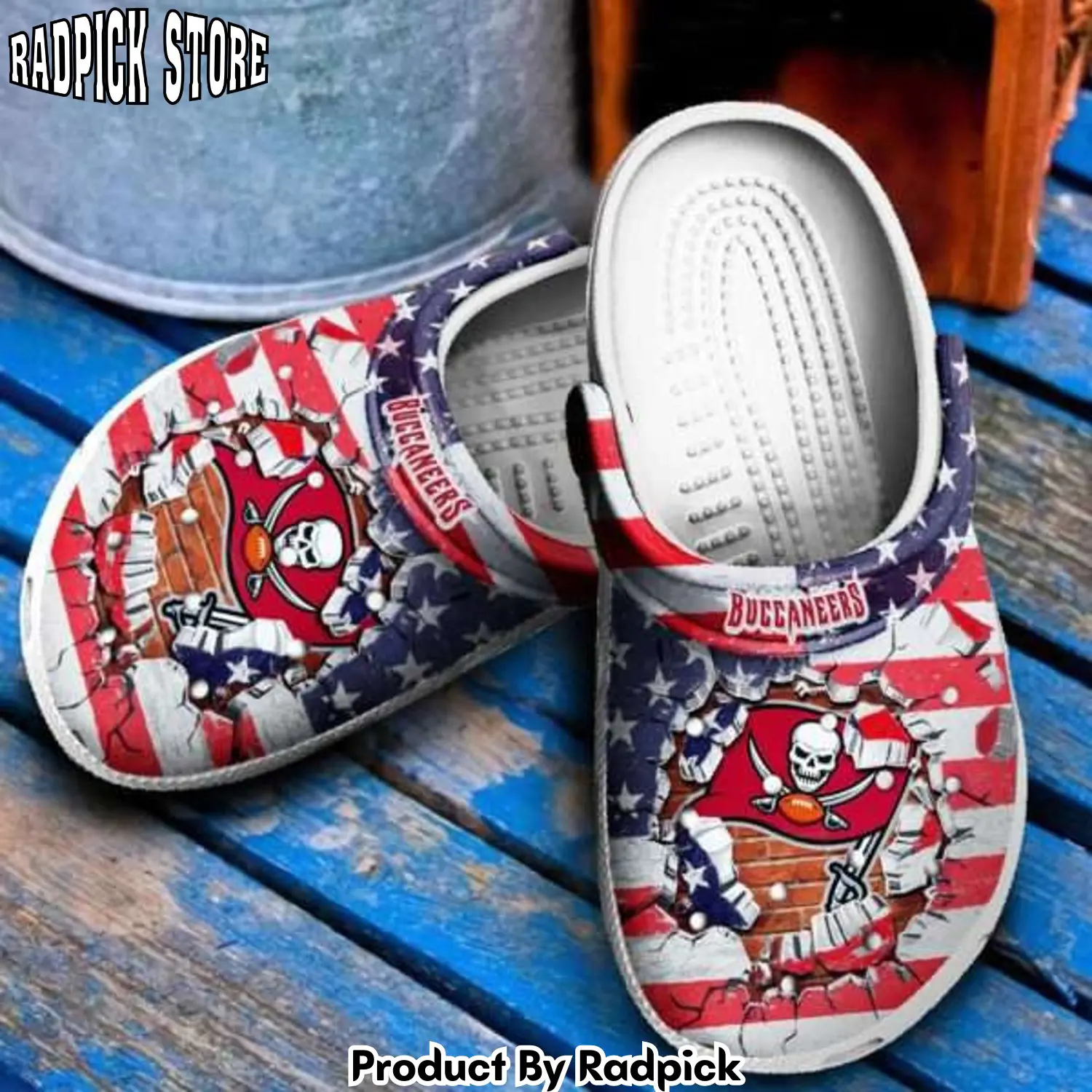 Radpick tampa bay buccaneers strong usa flag clogs shoes rp652987